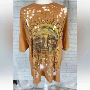 Sublime Long Beach Sun Orange Destroyed Oversized Tee T Shirt Top Rock 90’s S M